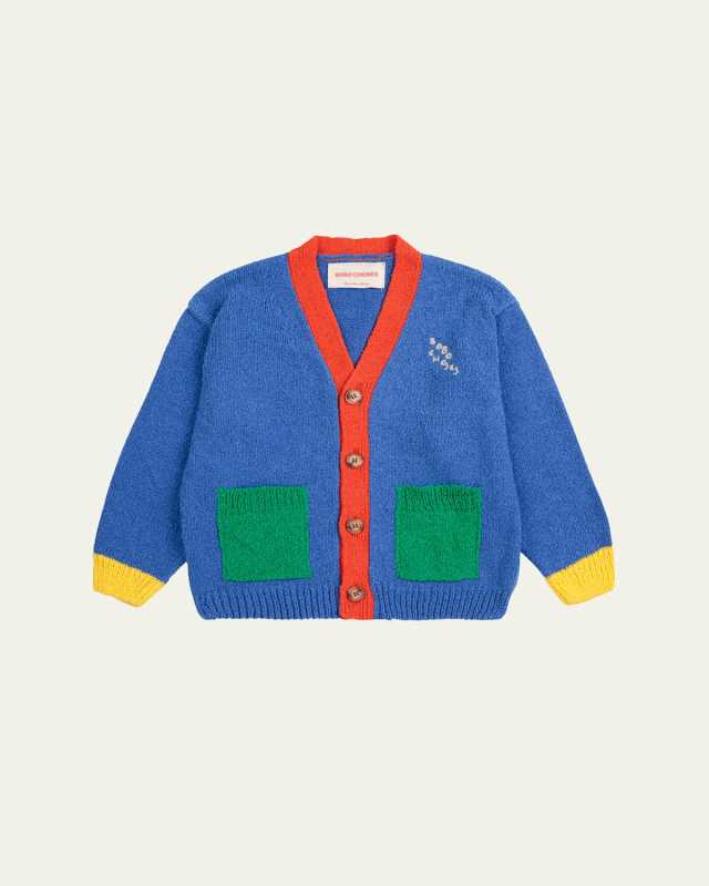 Boy's Color Block V-Neck Cardigan, Size Newborn-24